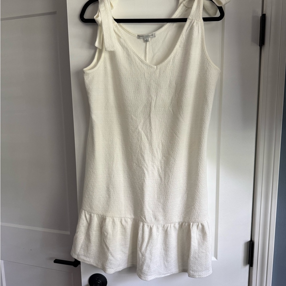 White Sleeveless Coverup Dress with Ruffle Hem